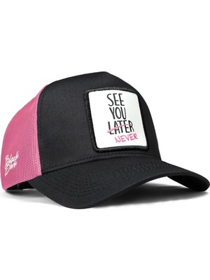 BlackBörk See You Later Never Logolu Siyah-Pembe Trucker Şapka