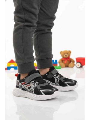 Slazenger Siyah Kırmızı Cırtlı Hafif Esnek Unisex Çocuk Spor Ayakkabı Kelsy P