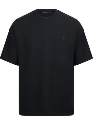 Hatemoğlu Lacivert Regular Fit Bisiklet Yaka Oversize Tişört