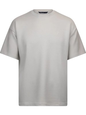 Hatemoğlu Taş Regular Fit Bisiklet Yaka Oversize Tişört
