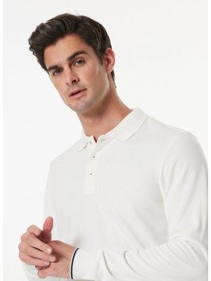 Fabrika Ekru Erkek Polo Yaka Basic Sweatshirt F4WM-SWT 2709