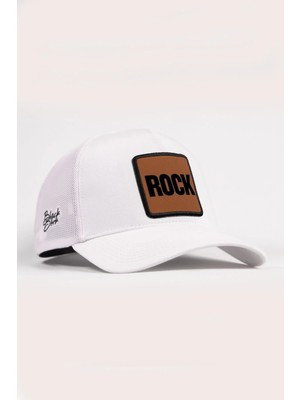 BlackBörk Rock Logolu Beyaz Trucker Şapka