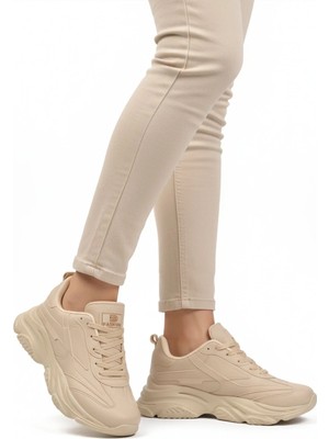 Walkway Ekru Bağcıklı Kadın Sneaker DRK171 G