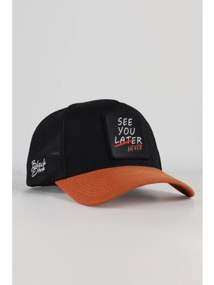 BlackBörk See You Later Never Logolu Kiremit-Siyah Trucker Şapka