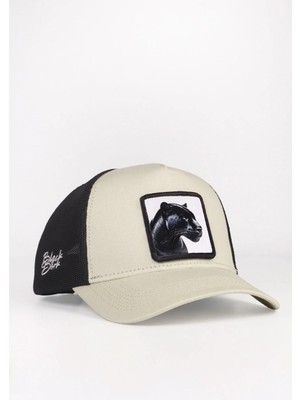 BlackBörk Panter Logolu Bej-Siyah Trucker Şapka