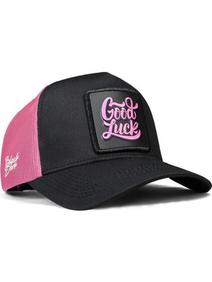 BlackBörk Good Luck Logolu Siyah-Pembe Trucker Şapka