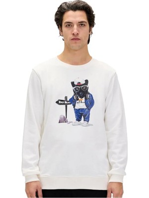 Bad Bear 24.02.12.020 Panther Crewneck Sweatshirt Beyaz