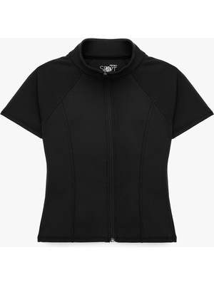 Koton Slim Fit Fermuarlı Dik Yaka Kısa Kollu Spor Tişört