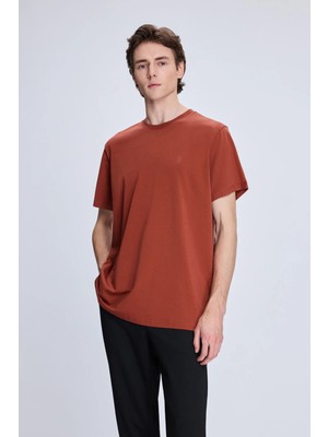 Hatemoğlu Bordo Regular Fit Bisiklet Yaka Pamuklu Tişört