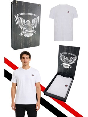 Beşiktaş Orijinal Lisanslı Beyaz T-Shirt Lazer Kutu Hediyeli