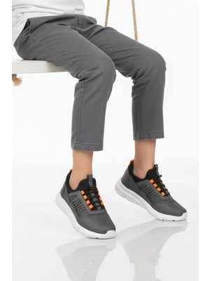 Walkway Füme Turuncu Fileli Hafif Esnek Unisex Çocuk Spor Ayakkabı 9060 Motano F