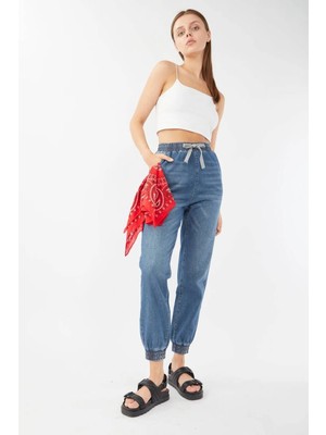 Banny Jeans Kadın Lastikli Jogger Pantolon Koyu Mavi