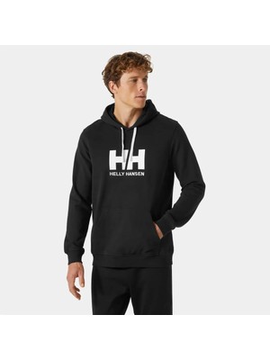 Helly Hansen Hh Logo Hoodie Erkek Siyah Kapüşonlu Sweatshirt