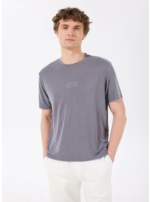 Discovery Expedition D4SM-TST3282 Antrasit Bisiklet Yaka Relaxed Baskılı Erkek T-Shirt