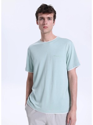Discovery Expedition D6SM-TST3787 Mint V Yaka Relaxed Düz Erkek T-Shirt