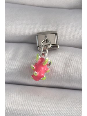 Mey Ithalat® 316L Çelik Gümüş Renk Sallantı Ejder Meyvesi Model Nomination Charm