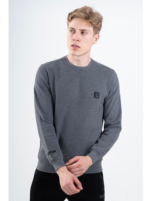 Maraton Regular Erkek Bisiklet Yaka  Antramelanj Sweatshirt