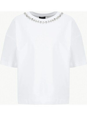 Fabrika Bisiklet Yaka Düz Beyaz Kadın T-Shirt F6SL-TST0133
