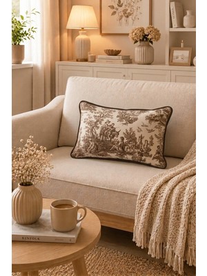 Dekomod 1 Adet Dijital Baskılı Dekoratif Çift Taraflı Fransız Köylü Desen Kırlent Yastık Kılıfı 30X50 cm