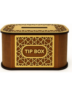 Maesko Kilitli Ahşap Bahşiş Kutusu Tip Box Aynalı Altın Renk Pleksi Kaplamalı Kumbara