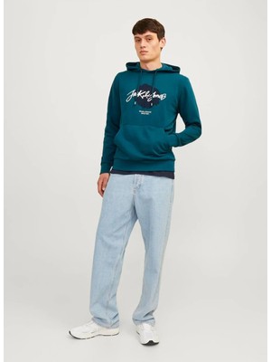 Jack & Jones Kapüşon Yaka Lacivert Erkek Sweatshırt Jjtıley Sweat Hood Ln1