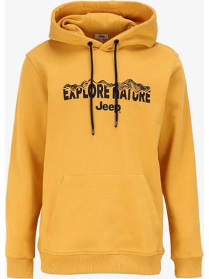 Jeep Kapüşon Yaka Baskılı Hardal Erkek Sweatshırt J4WM-SWT4211