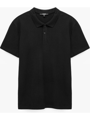 Koton Pamuklu Pike Kumaş Kısa Kollu Polo Yaka Baskılı Slim Fit Tişört