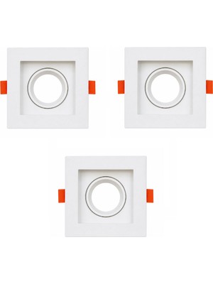 Abs Kare Sıva Altı GU10 LED Spot Armatür Kasası Beyaz 3 Adet