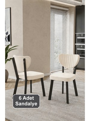 Baresmu Elbar 6 Adet Elma Sandalye Baby Face Kumaş Metal Iskelet Mutfak Yemek Masası Sandalyesi