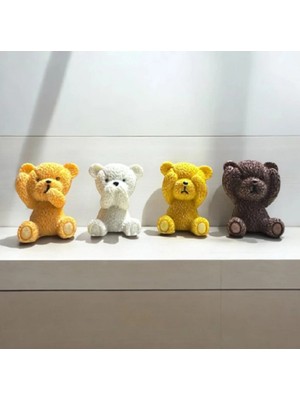 Niyet 4'lü Dekoratif Teddy Ayıcık Polyester Biblo Hediyelik