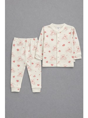 Kız Bebek Pamuklu Desenli Uzun Kollu Alt Üst Pijama Takımı