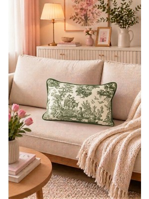 Dekomod 1 Adet Dijital Baskılı Dekoratif Çift Taraflı Fransız Köylü Desen Kırlent Yastık Kılıfı 30X50 cm