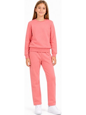 Marco Ferry Unisex Çocuk Pamuklu Bisiklet Yaka Eşofman Takımı PEMBE-301