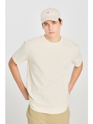 Lee Relaxed Fit Geniş Kesim Bisiklet Yaka Pamuklu Kırık Beyaz T-Shirt L2510271102