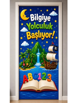 Promisebackdrop2 190X75CM Lastikli Kapı Süsü, Kumaş Kapı Giydirme, Sınıfa Hoş Geldiniz , Sınıf Kapısı, Okul Etkinlik Kapı Süsü