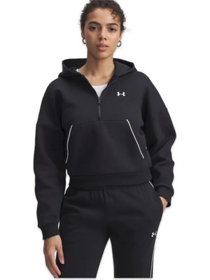Under Armour 6003707 Rival Flc Piped Hz Hoodie Siyah-Beyaz Kadın Sweatshirt