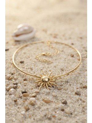 Aslanoğlu Store Güneş Model Gold Renk Choker Kadın Kolye