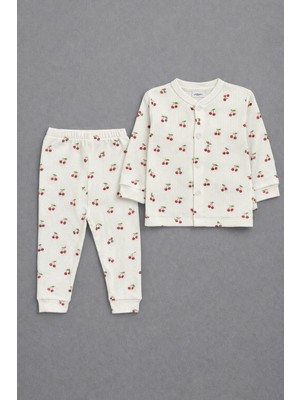 Kız Bebek Pamuklu Desenli Uzun Kollu Alt Üst Pijama Takımı