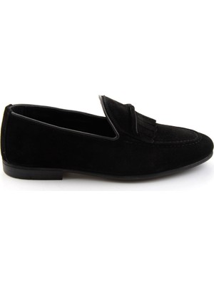 Bambi Siyah Hakiki Deri Erkek Loafer Ayakkabı E01594034702