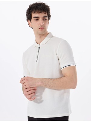 Discovery Expedition D5SM-TST3718 Beyaz Relaxed Düz Erkek Polo T-Shirt