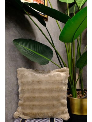 Dekomod Peluş Puffy Dekoratif Yastık Kırlent Kılıfı Pofuduk Bubble Kahve 1 Adet 50X50 cm