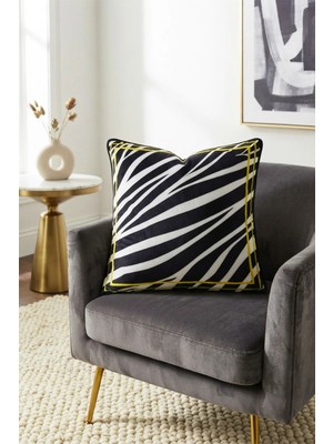 Dekomod 1 Adet Dijital Baskılı Dekoratif Çift Taraflı Zebra Desen Kırlent Yastık Kılıfı 45X45 cm