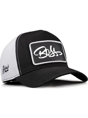 BlackBörk Cordura Boss Logolu Siyah-Beyaz Trucker Şapka