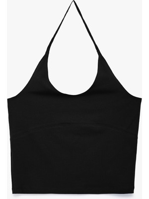 Koton Pamuklu Kolsuz Slim Fit Crop Halter Yaka Bluz