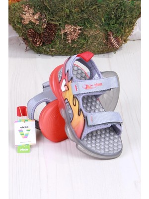 Vicco 332.B25Y.256 Jack Gri Rahat Esnek Işıklı Erkek Çocuk Sandalet