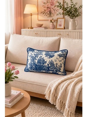Dekomod 1 Adet Dijital Baskılı Dekoratif Çift Taraflı Fransız Köylü Desen Kırlent Yastık Kılıfı 30X50 cm