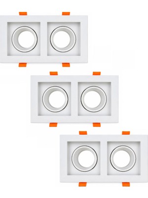 Abs Kare Sıva Altı GU10 LED Spot Ikili Armatür Kasası Beyaz 3 Adet