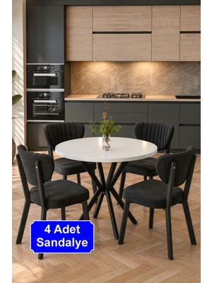 Baresmu Elbar 4 Adet Elma Sandalye Baby Face Kumaş Metal Iskelet Mutfak Yemek Masası Sandalyesi