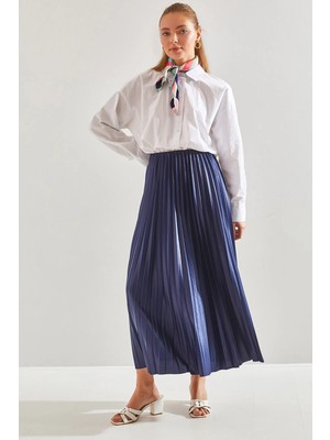 TeknoKapsül Bianco Lucci Modest Kadın Beli Lastikli Kloş Etek 60151019