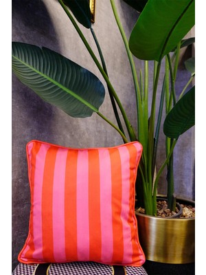 Dekomod Dijital Baskılı Dekoratif Çift Taraflı Pembe Desen Kırlent Yastık Kılıfı 45X45 cm